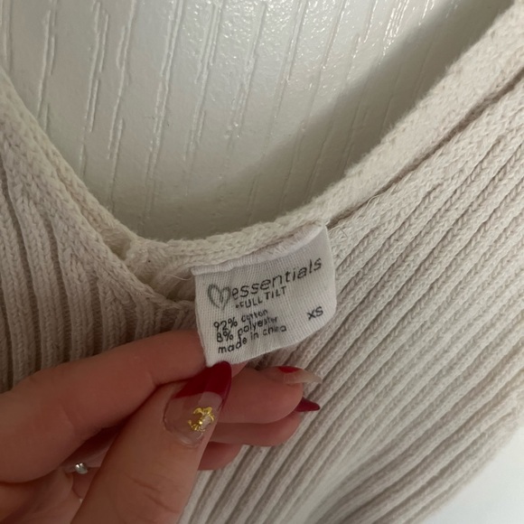 Essentials Cream Ribbed Tank Top - Picture 2 of 3